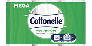 Ultra GentleCare Toilet Paper Mega Rolls are available in 12 packs.